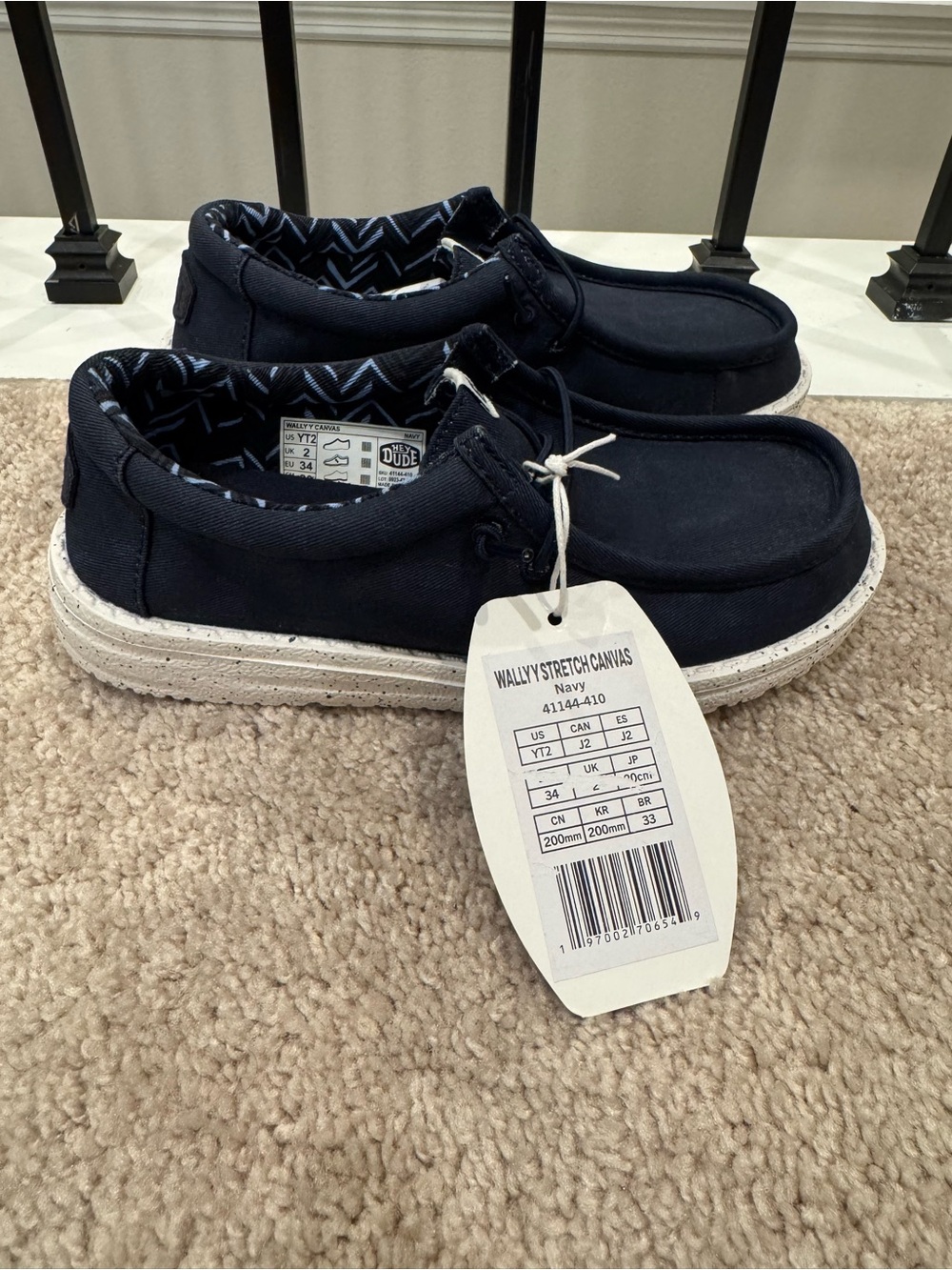 Hey Dude Wally Youth Stretch Canvas in Navy Blue Shoes